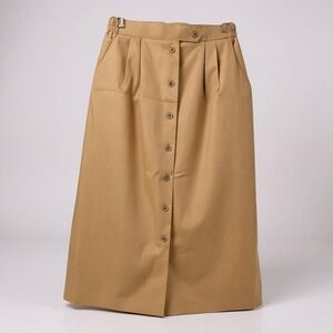 Napa Valley Women's Vintage Button Front Khaki Pleated Pockets Skirt Size 10